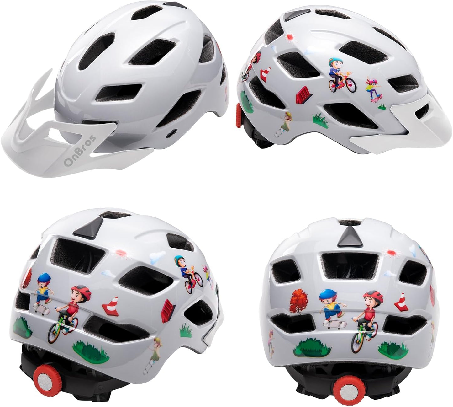 OnBros Kids Bike Helmet - Bike Helmets for 5-14 Boys or Girls with Visor, Children Bicycle Helmet for Skateboard Mountain Scooter Road Cycling, Lightweight and Adjustable 50-57CM