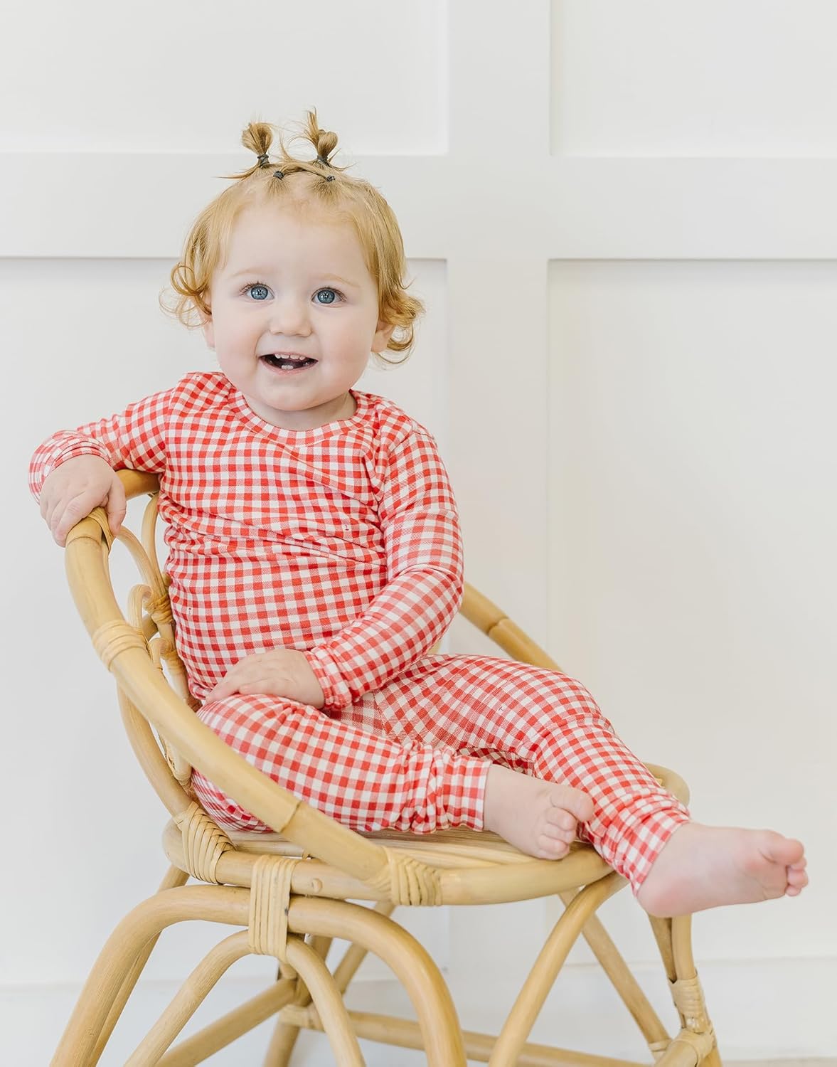 moimoln Plaid Check Soft Cotton Modal 6M-8Y Baby Toddler Long-Sleeve Snug-Fit Pajama Sleepwear Daily