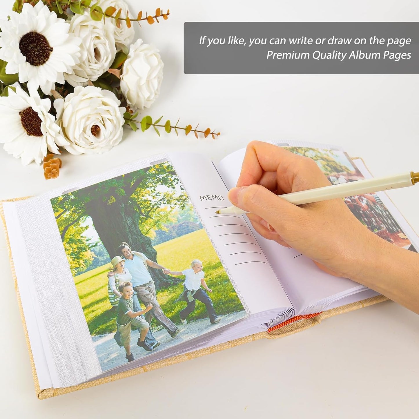 RECUTMS Mini Photo Album 4x6 100 Photos Book with Memo Areas, Leather Cover with Front Window,Small Photo Album for Wedding Trip Birthday Anniversary (Black)