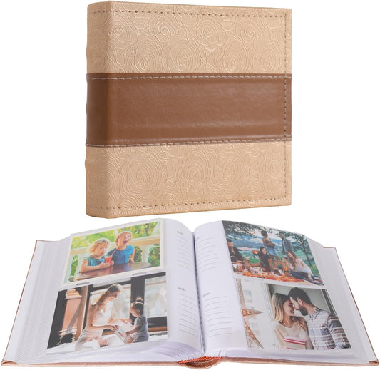 RECUTMS Photo Album 4x6 200 Photos with Writing Space Photo Book,Leather Cover Picture Album with Memo Areas for Wedding Anniversary Family Baby Couple Valentines Graduation Travel (Yellow)