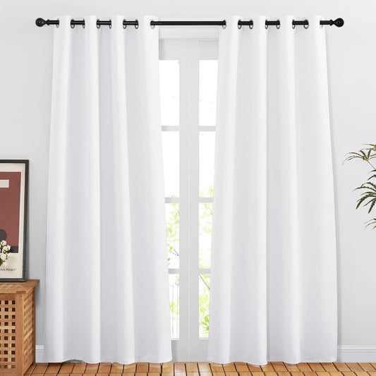 NICETOWN White Doorway Curtains 80 inches Long, Grommet Privacy Door Curtains Room Darkening Thermal Window Treatments for Bedroom/Living Room, 2 Panels, W46 x L80