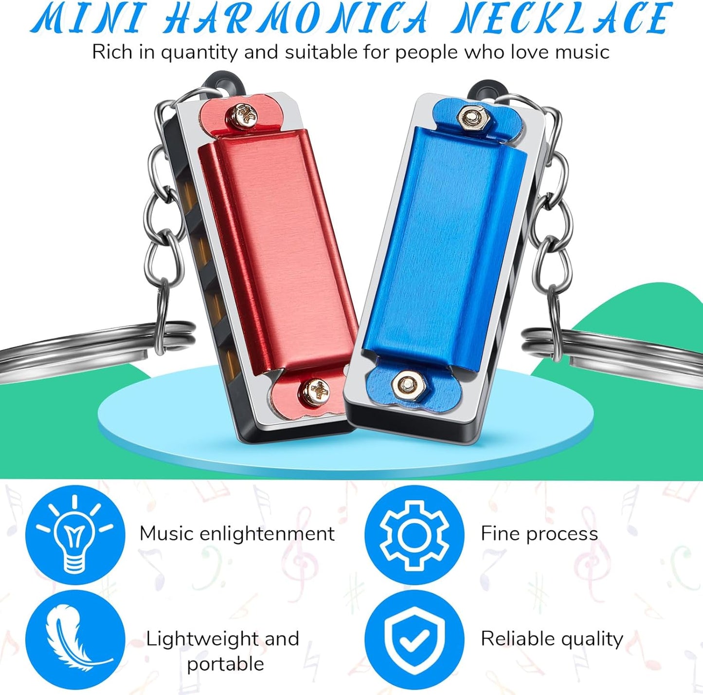 Ecally 16 Pcs Mini Harmonica Keychain for Kids Operation Christmas Favors Portable Wind Instruments 4 Holes 8 Tunes Harmonica Music Party Favors Cute Music Keychain Accessory (Multicolor)