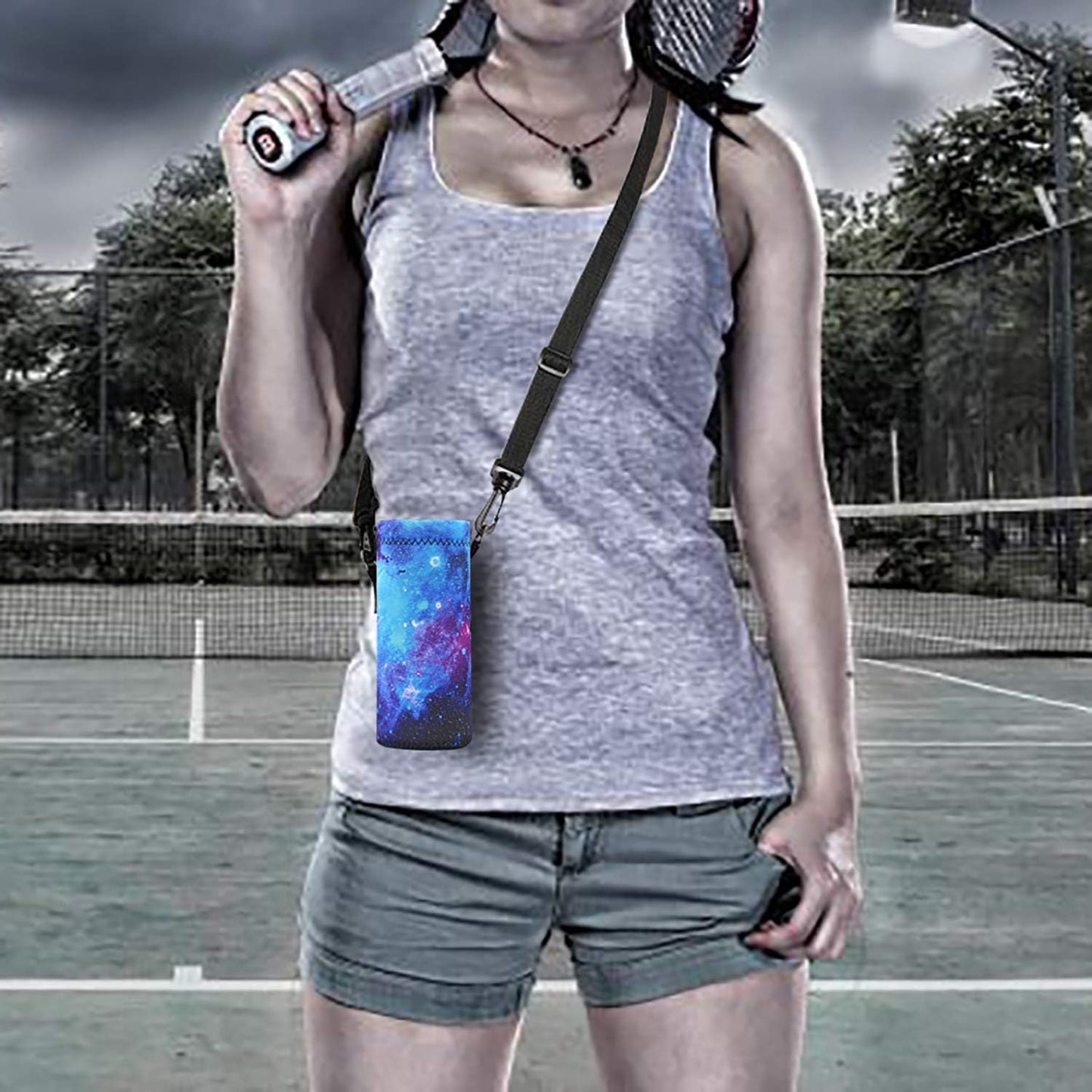 RICHEN Neoprene Water Bottle Carrier Bag with Adjustable Shoulder Strap,Insulated Water Bottle Cover for Stainless Steel/Glass/Plastic Bottles