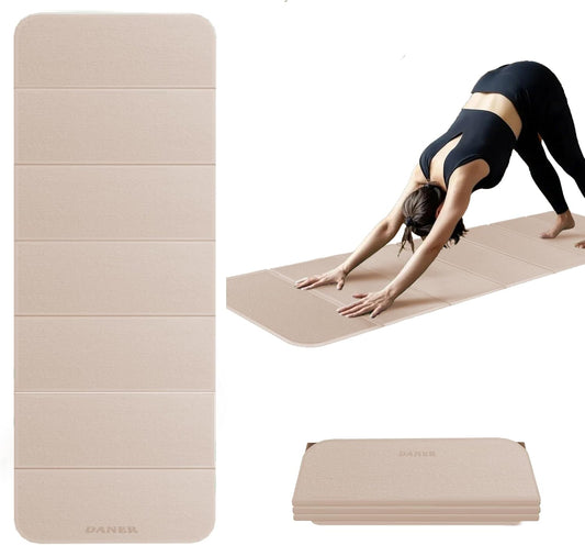 Foldable Yoga Mat 12mm Extra Thick Joint Protection,Portable Design for Travel/Pilates/Board/Camping,Environmental Sports Mat Non-Slip Gym Mat,Odorless POE Material