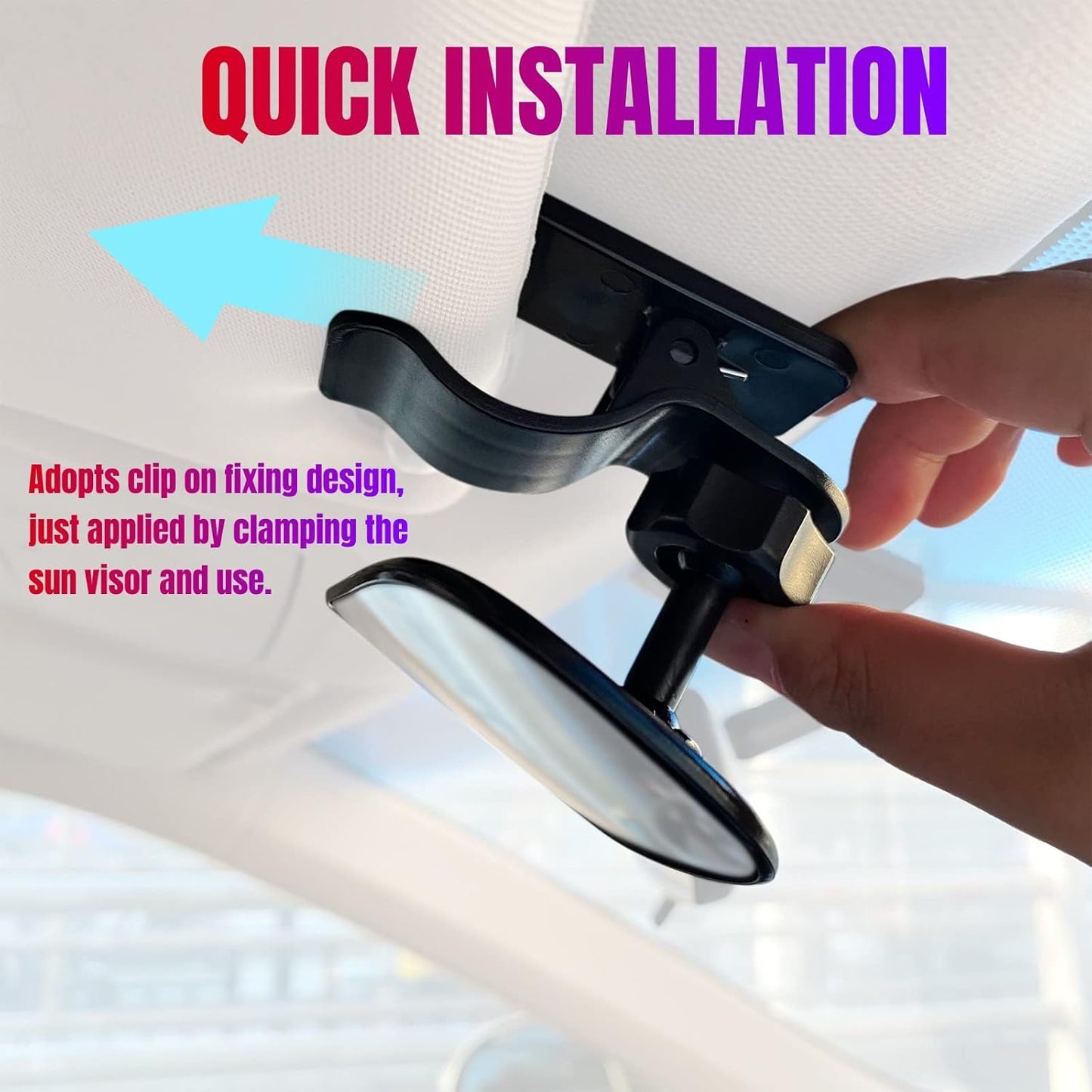 Car Interior Rearview Baby Mirror, Universal Wide Angle Convex Mirrors Clip On Mirror for Infant Toddler Child Backseat, 360° Freely Adjustable. (Black)