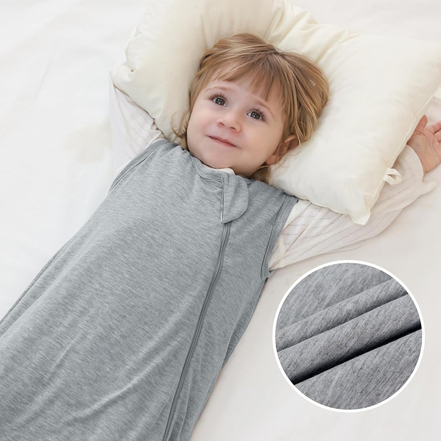 Mosebears Unisex Baby Sleep Sack 1.0 TOG, Supersoft Rayon Made from Bamboo Wearable Blanket with 2-Way Zipper (Grey,18-36 Months)