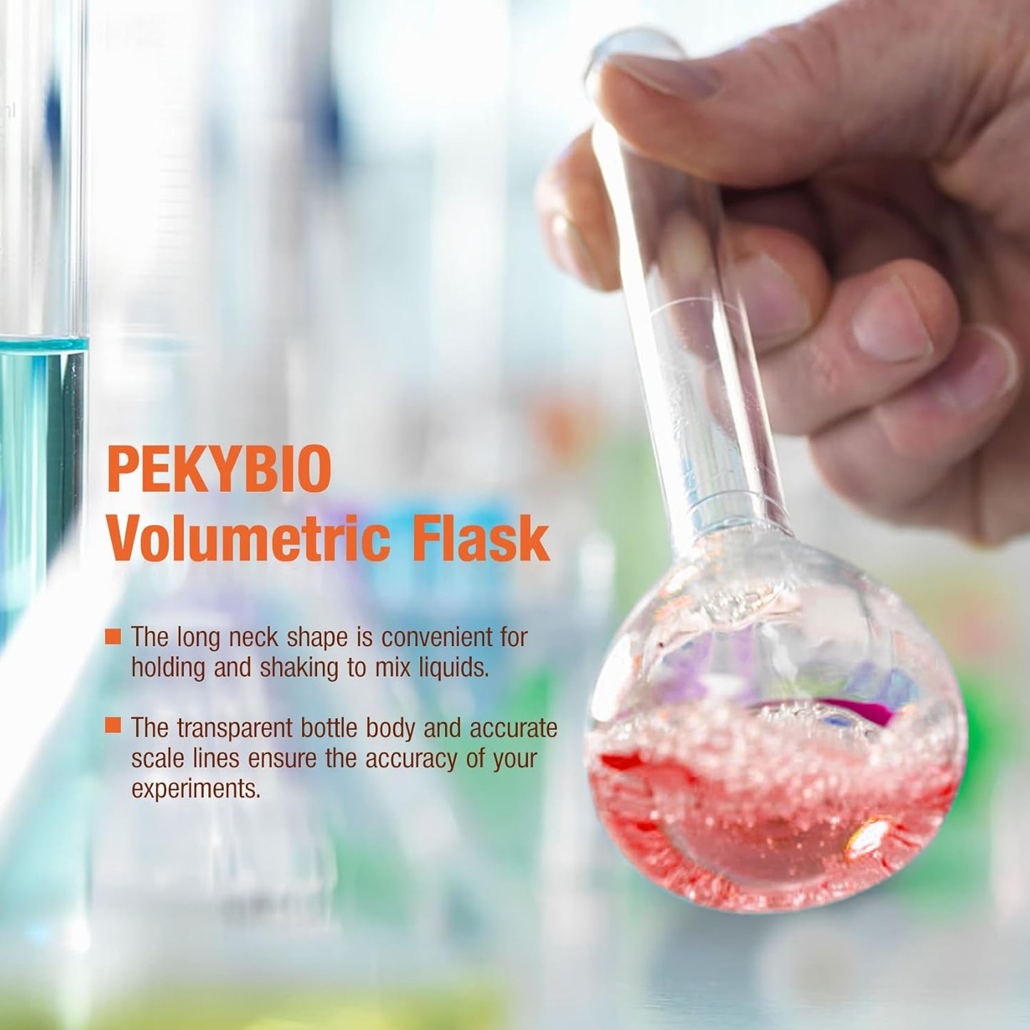 50ML Amber Volumetric Flask Set|ASTM Class A 3.3 Borosilicate Glass|Polypropylene Stopper|White Graduation|for Analytical Chemistry Work|2PCS