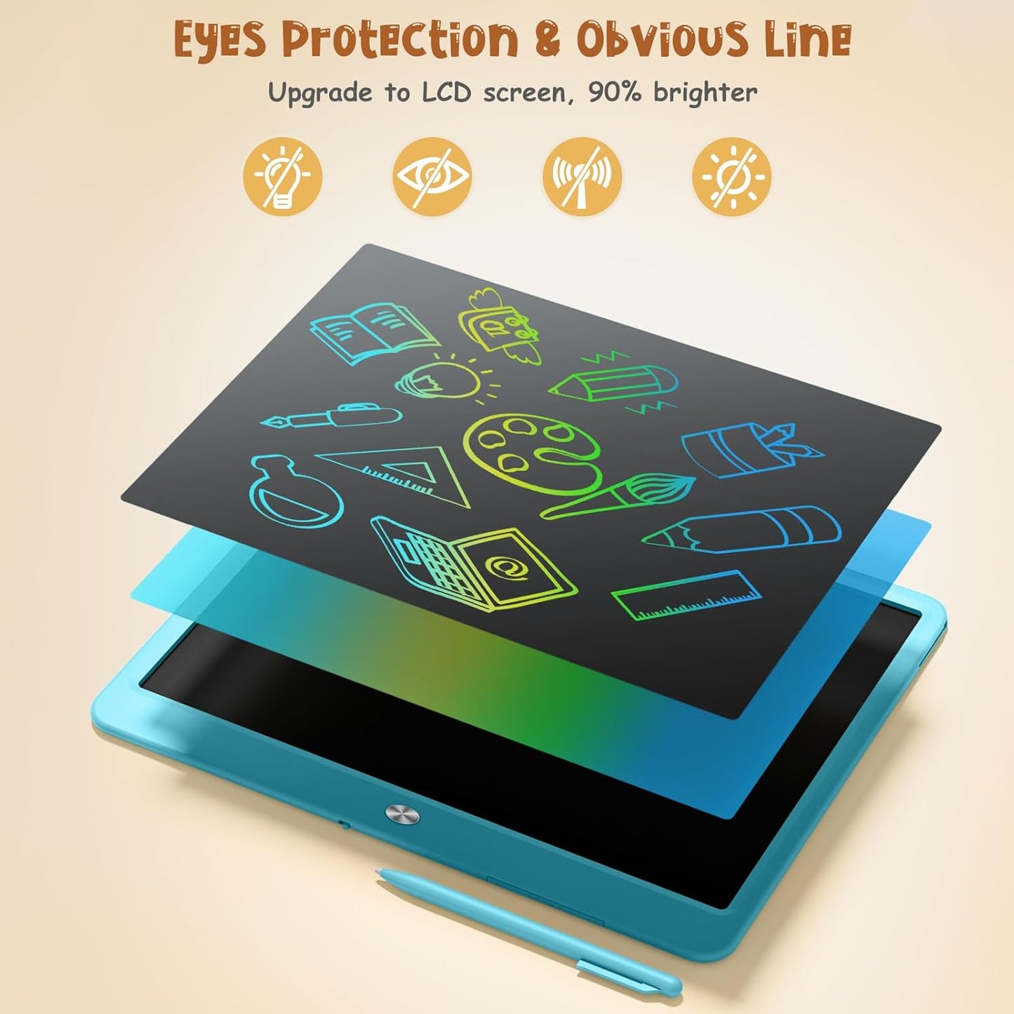 LCD Writing Tablet for Kids, Kidopire 15-Inch Large Screen Doodle Board Drawing Tablet Writing Pad Educational Toddler Toys, Birthday Gifts for 3-12+ Year Old Girls Boys Message Practice Tablet, Blue