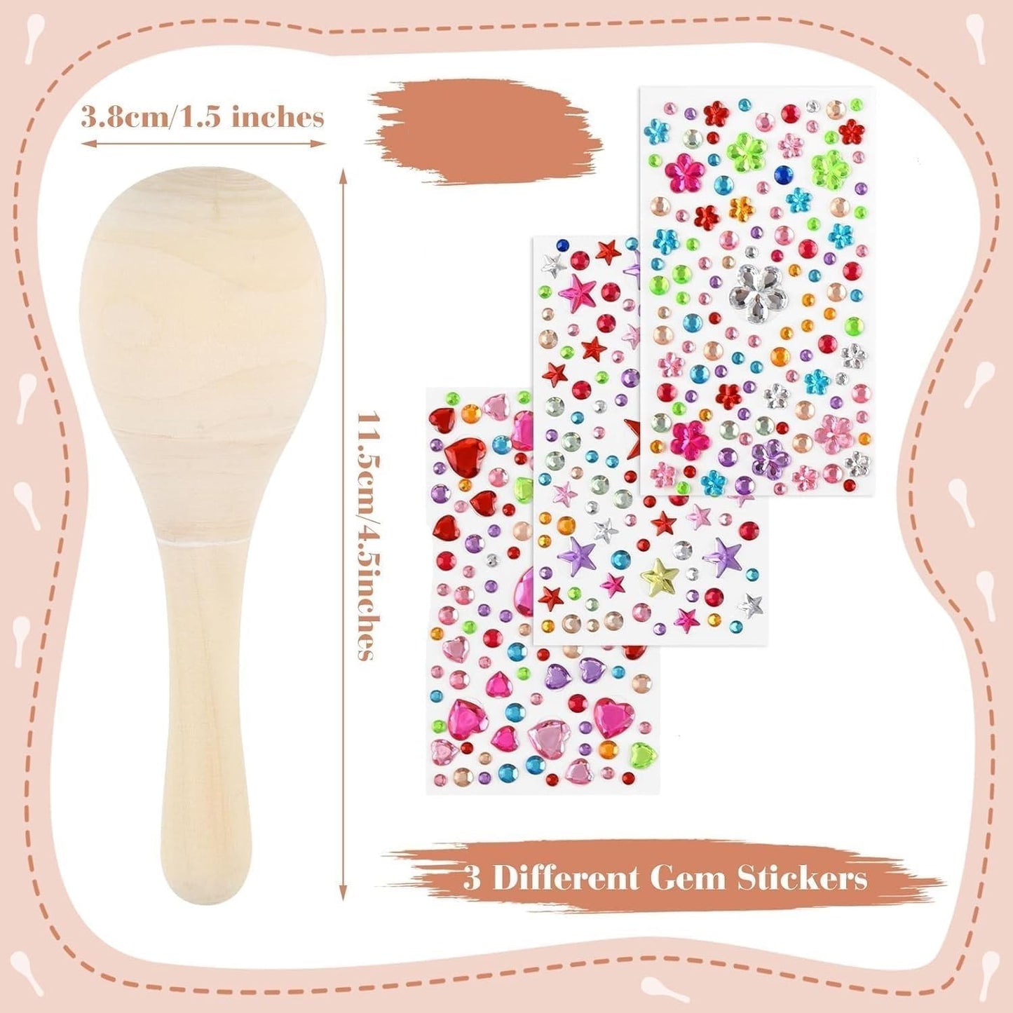 6 Pcs Mini Wooden Maracas Mexican Fiesta Party Favors, PLULON Unfinished Maracas Shakers Musical Fiesta Party Decorations Colorful Painting Tools Mexican Birthday Cinco De Mayo Party Supplies