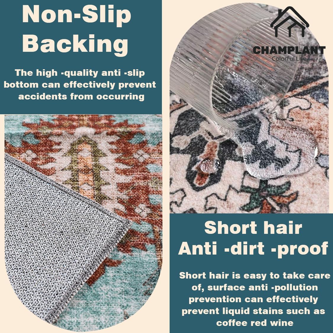 2'x3' Washable Area Rug Door Mat Vintage Doormat Indoor Entrance Traditional Thin Floral Print Non Slip Carpet for Kitchen Bathroom Bedroom Living Room