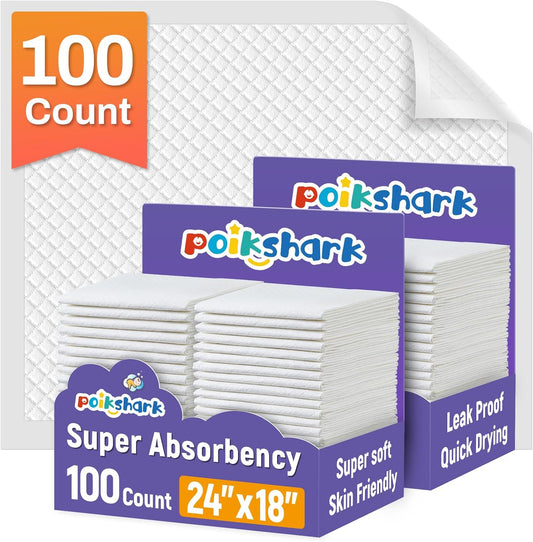 100 Pack Disposable Changing Pads for Baby [24" x 18"] Super Absorbency Disposable Underpads Large Bed Pads Absorbent Fluff Protective Table Pads Disposable Diaper Changing Pads, Leakproof