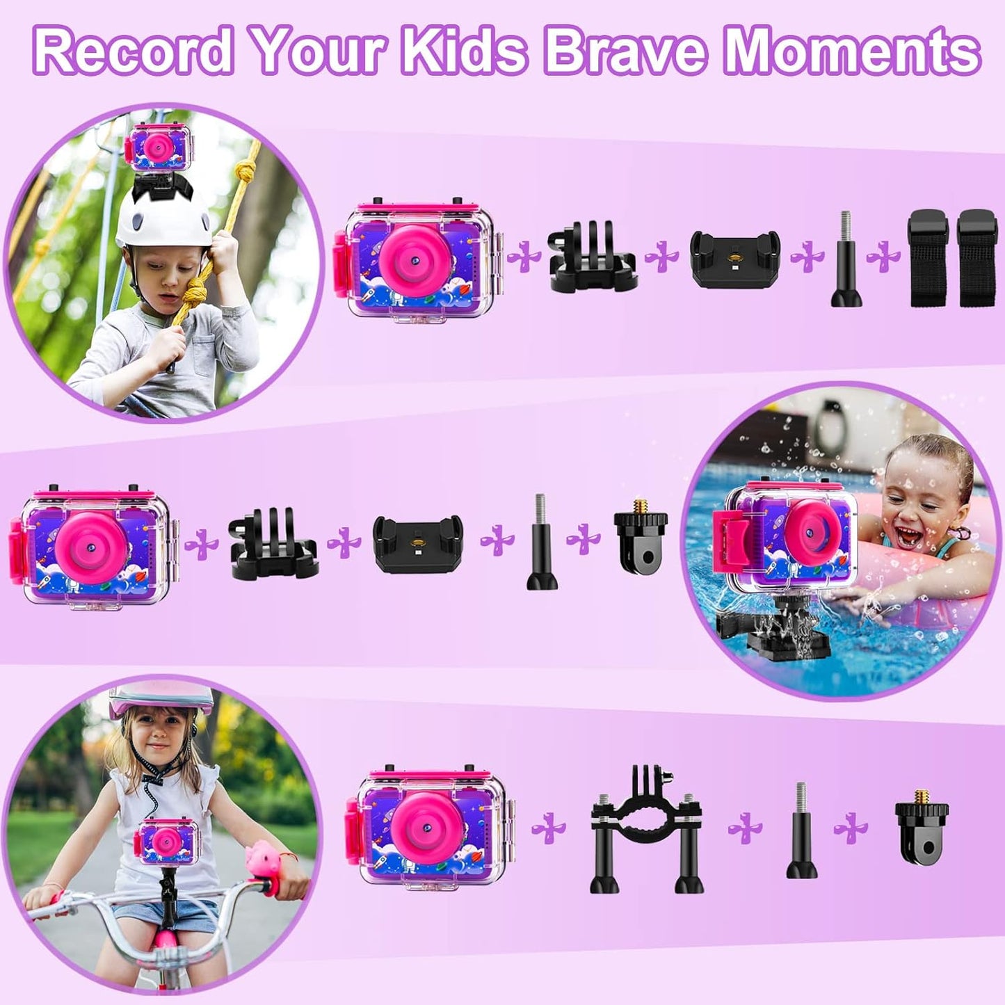 GKTZ Kids Camera - Waterproof Underwater Camera for Kids, Christmas Birthday Gifts for Girls Age 3-12, 1080P HD Children Digital Action Camera, Pool Toys for Kids Age 4-12