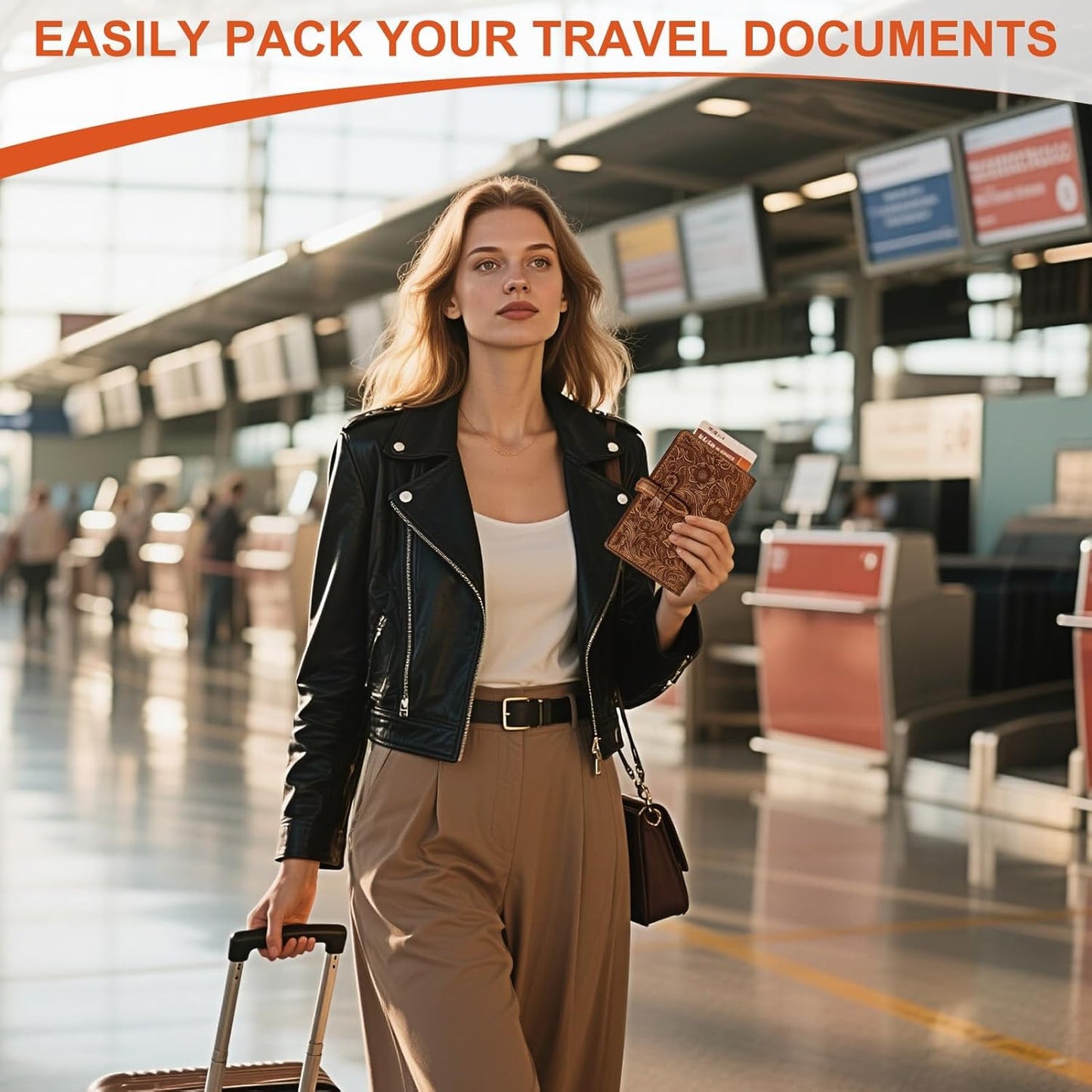 Slim RFID Blocking Leather Passport Holder Travel Bifold Wallet For Men And Women