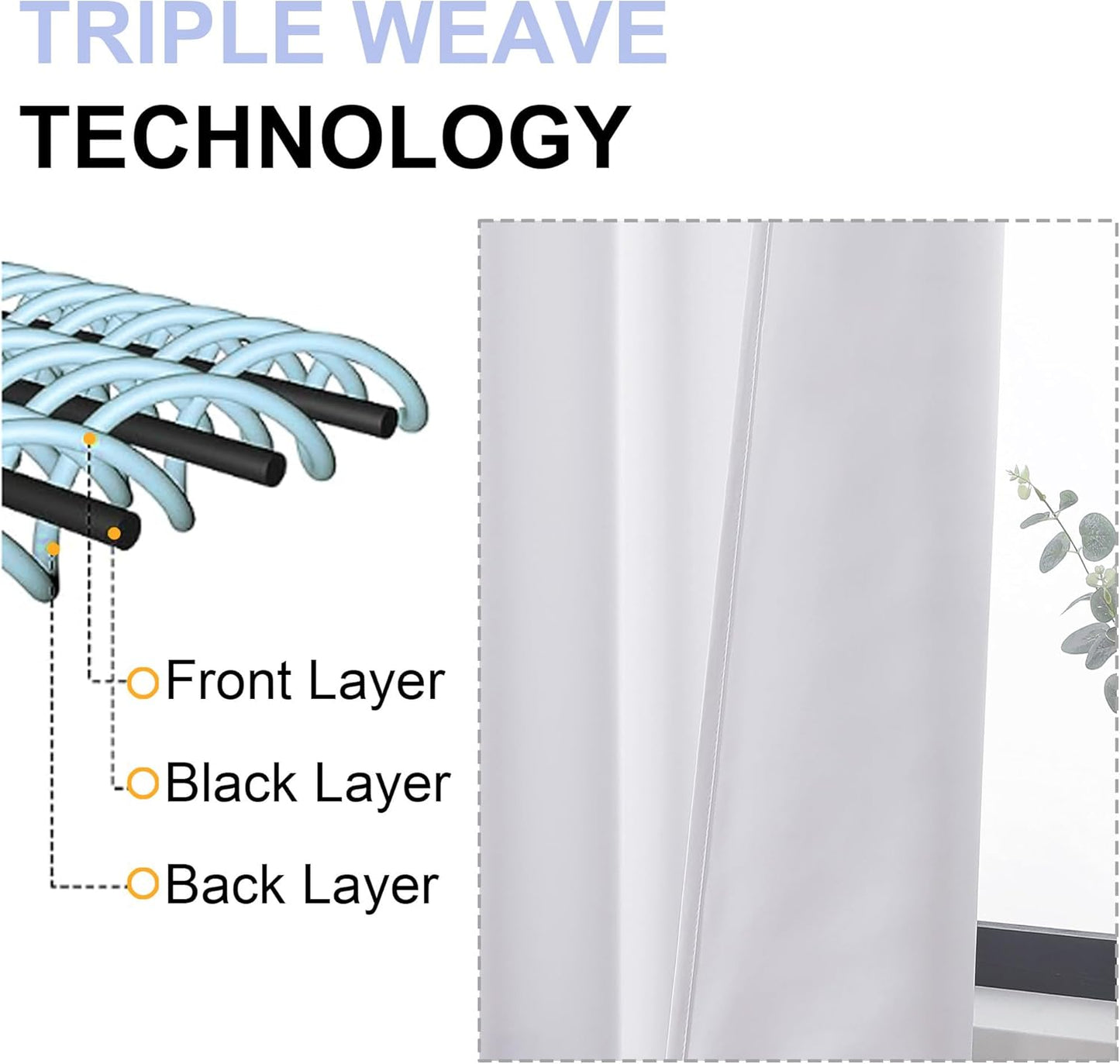 Simplebrand Ava Pure White Curtains for Bedroom 90 Inches Long 2 Panels Set, Light Filtering Window Treatment, Room Darkening Curtain, Soft Casual Rod Pocket Privacy Drapes, W50 x L90 Inch