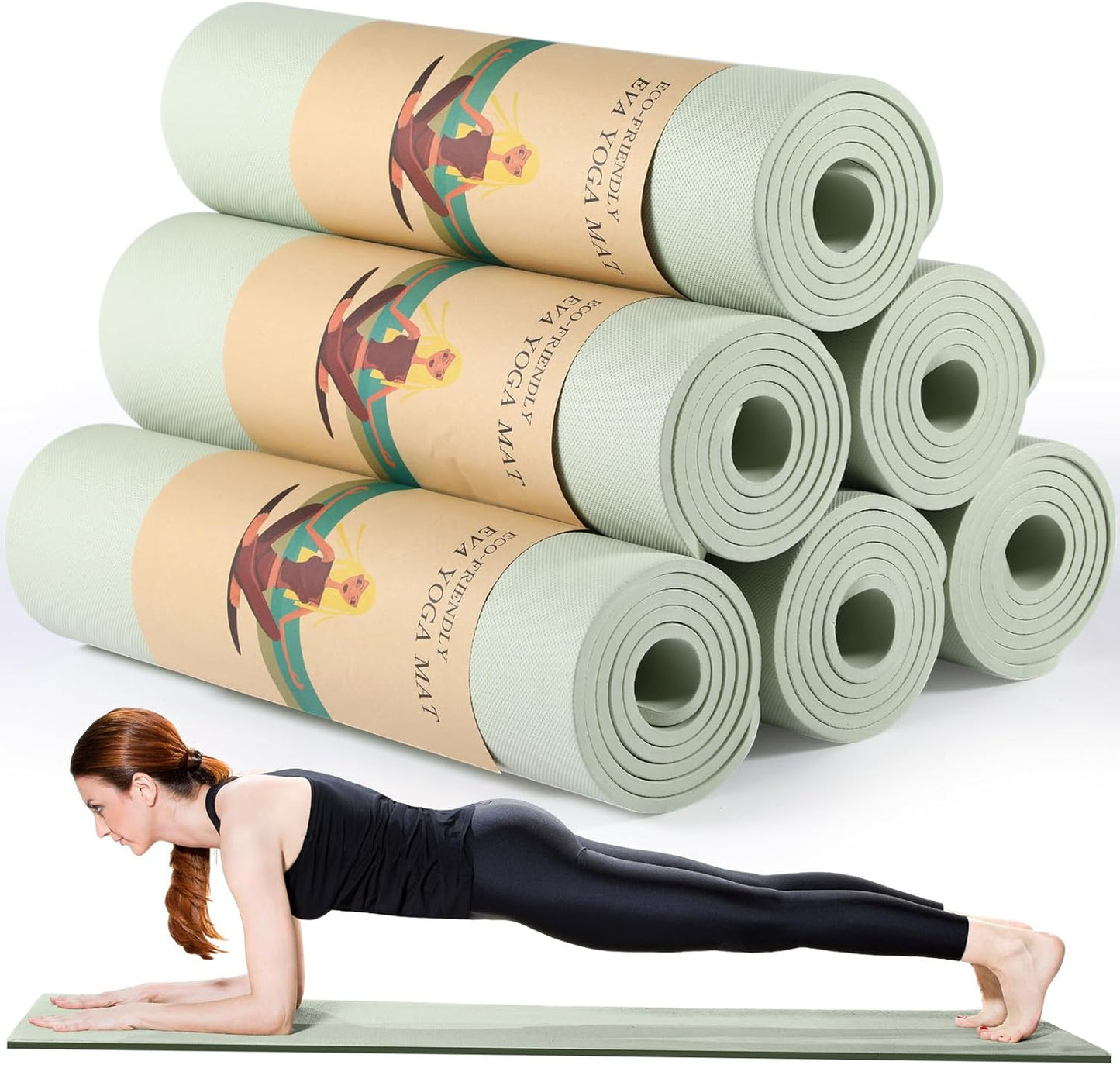 Timgle 6 Pcs 10mm Thick Yoga Mat Bulk, 68 x 24 Inches, Anti-Slip Tear-Resistant Exercise Mat for Adult Fitness, Stretching, Workout and Studio