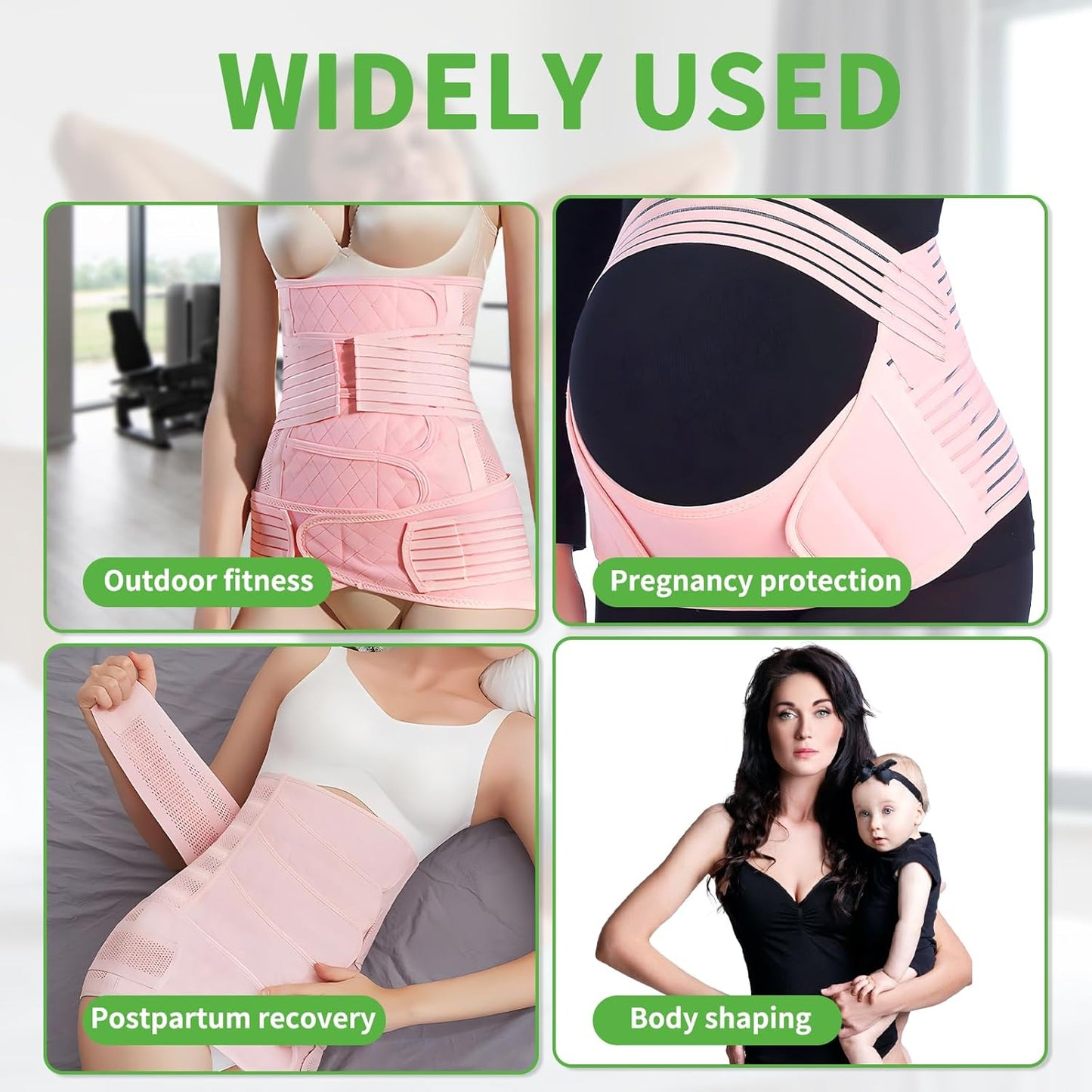 2 in 1 Postpartum Belly Band Wrap Pink, C-Section Support Belt Medium, Post Partum Support Recovery Waist/Pelvis Belt, Hysterectomy Belly Band Binder Girdle Stomach