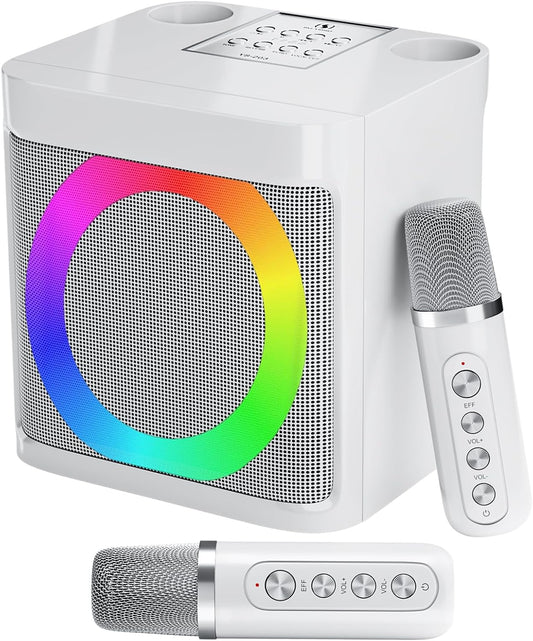 Karaoke Machine for Kids Adults - Portable Bluetooth Speaker with 2 Wireless Microphones, Singing Machine for Party, Birthday Gifts for Girls Boys Ages 4, 5, 6, 7, 8, 9, 10, 11, 12+ Years Old