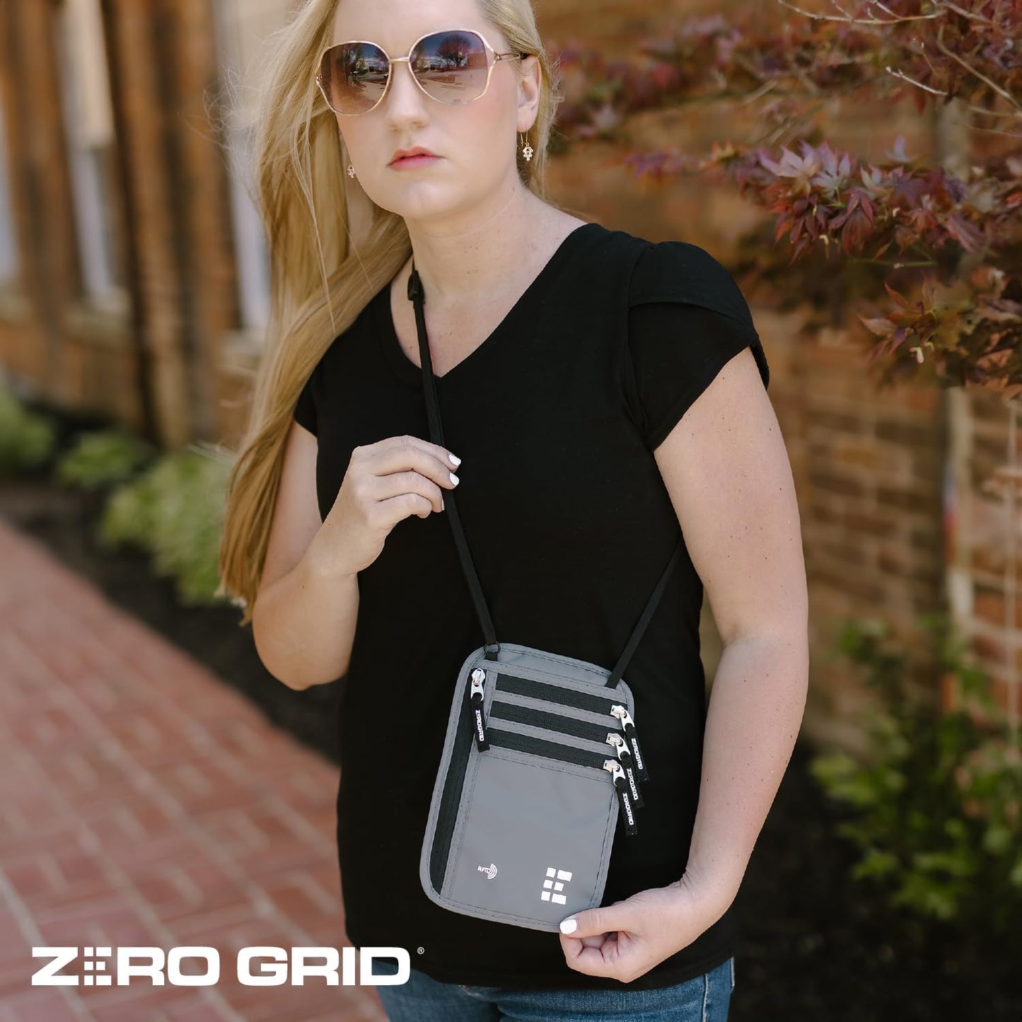 Neck Wallet for Travel & Passport Holder with RFID Blocking - Slim & Easy to Conceal Nylon Travel Pouch for men & women - Holds Phone, Cash, Cards, Keys - Sweat & Water Resistant - X-Large- Light Grey