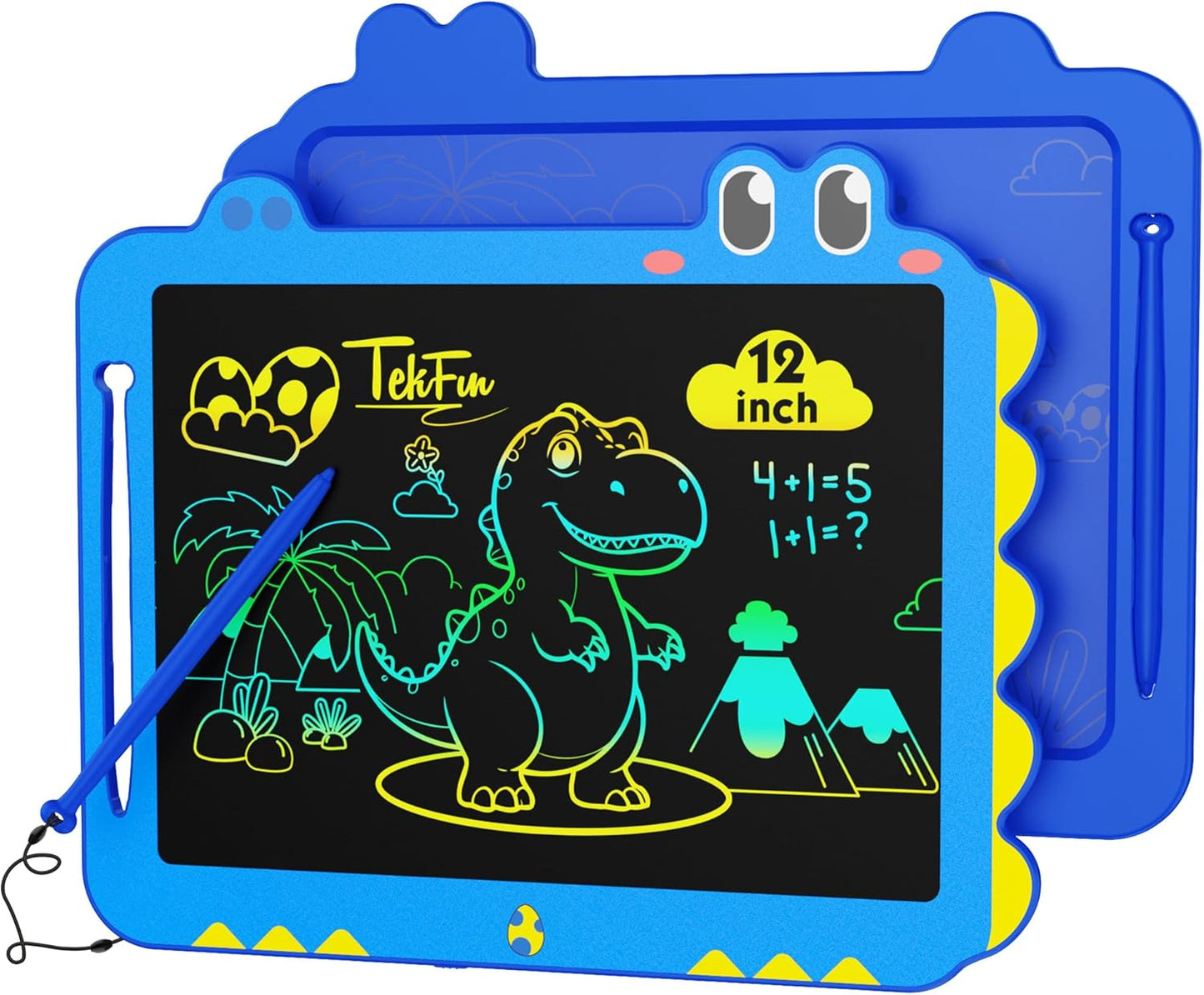 TEKFUN LCD Writing Tablet for Kids, 12 Inch Doodle Board for Toddlers, Colorful Drawing Tablet, Reusable Electronic Pads Educational and Learning Toys Gifts for 3-13 Year Old Boy and Girl (Blue)