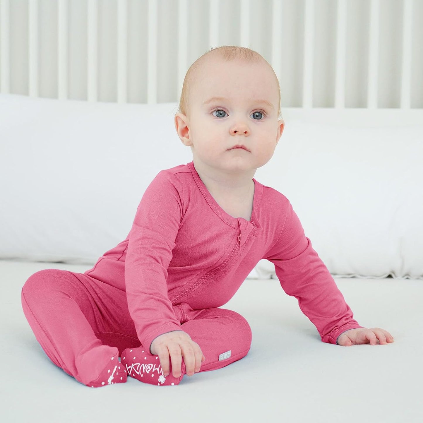 Baby Bamboo Rayon Romper Infant Footies Long Sleeve Double Zipper Outfits 2-Pack One-Piece Jumpsuits