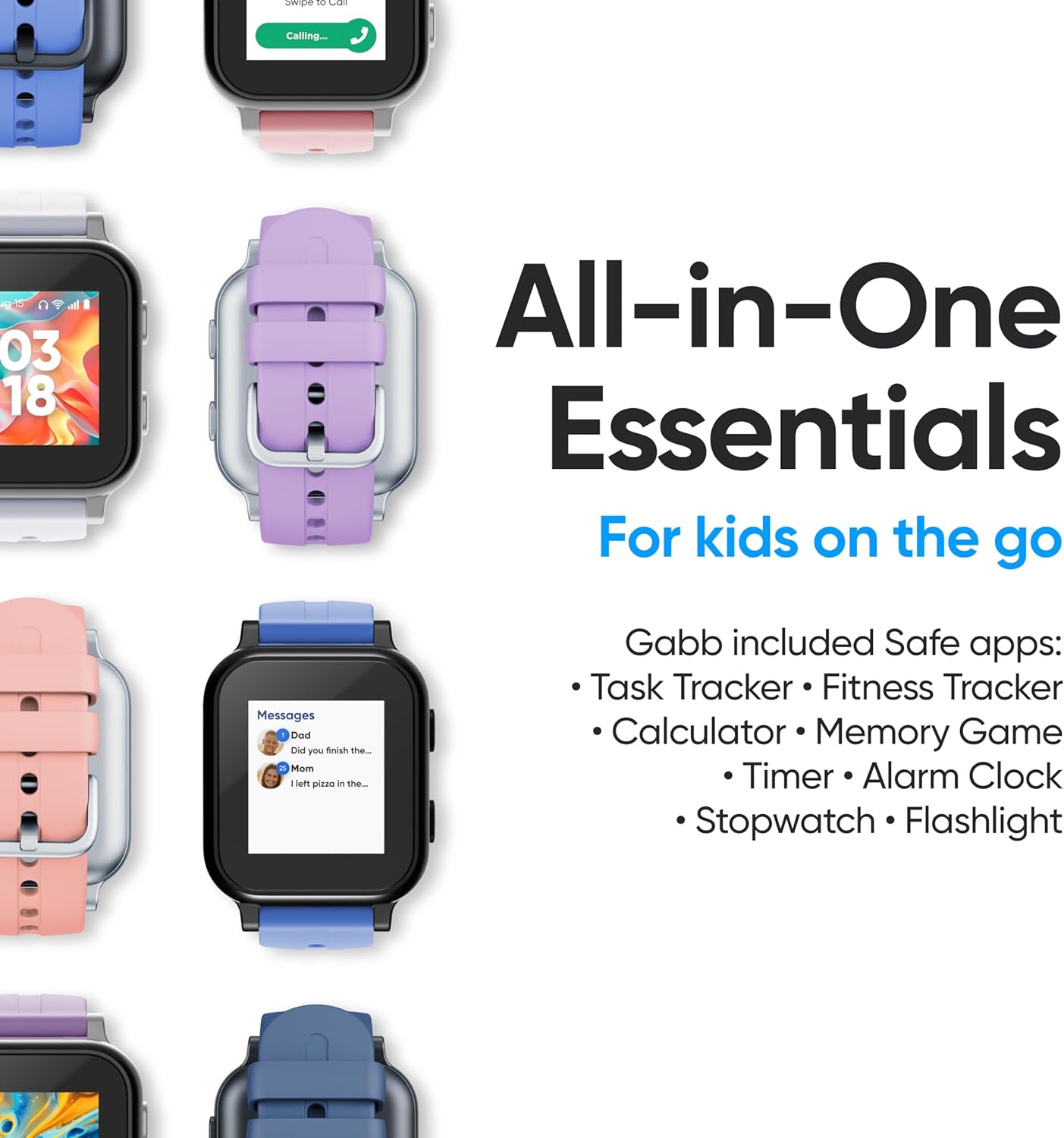 Gabb Watch 3e - Smart Watch for Kids, GPS Tracker, No Social Media or Internet, Fees Required (Dark Gray)