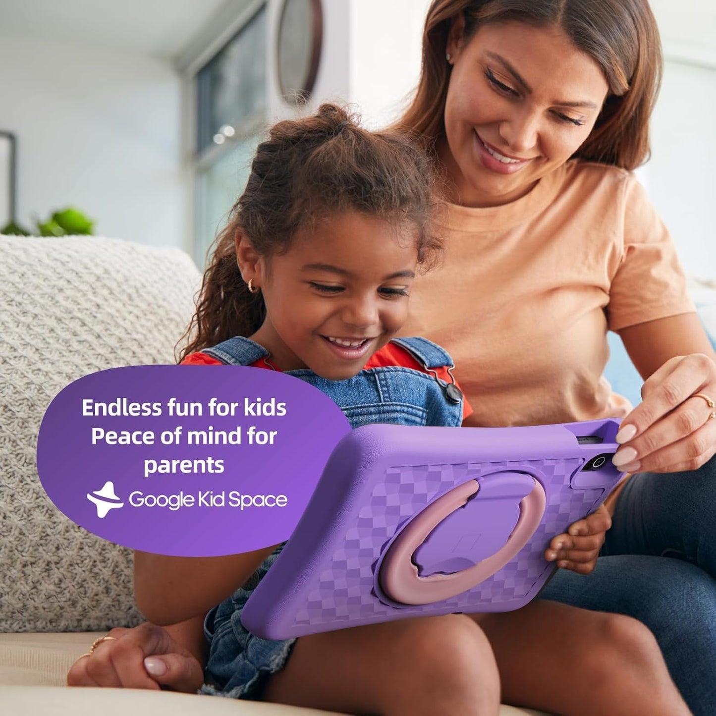 plimpton 2025 Upgraded Kids Tablet, 10 Inch Android 15 Tablet for Kids with Case Included, Octa-Core, Google Kids Space, Parental Control, 4GB+64GB, WiFi, YouTube, Great Gift for Toddler(Purple)