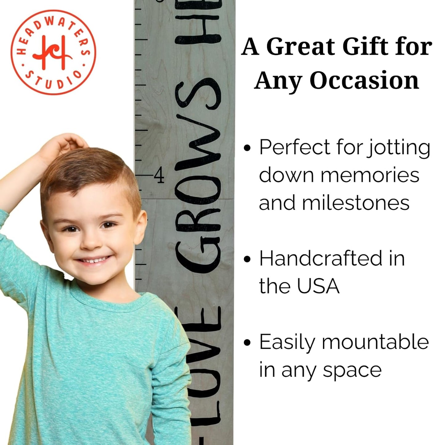 Wooden Growth Chart – Kids Height Chart, Wall Measurement for Kids, Height Chart for Wall, Growth Ruler for Children – Tribal Gray (63"x6.7")