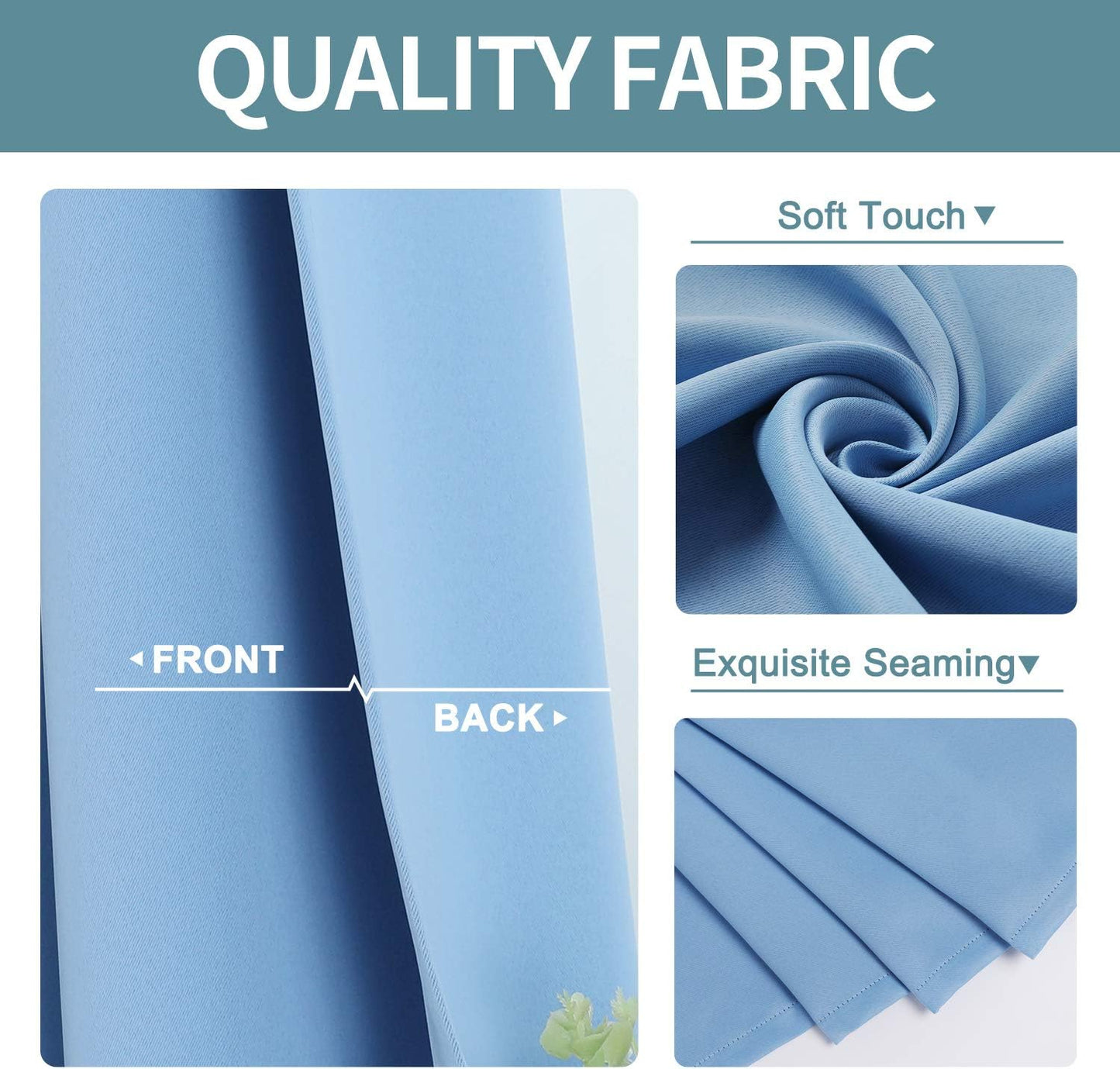 ChrisDowa Grommet Room Darkening Curtains for Bedroom and Living Room - 2 Panels Set Thermal Insulated Blackout Curtains (Sky Blue, 38W x 45L)