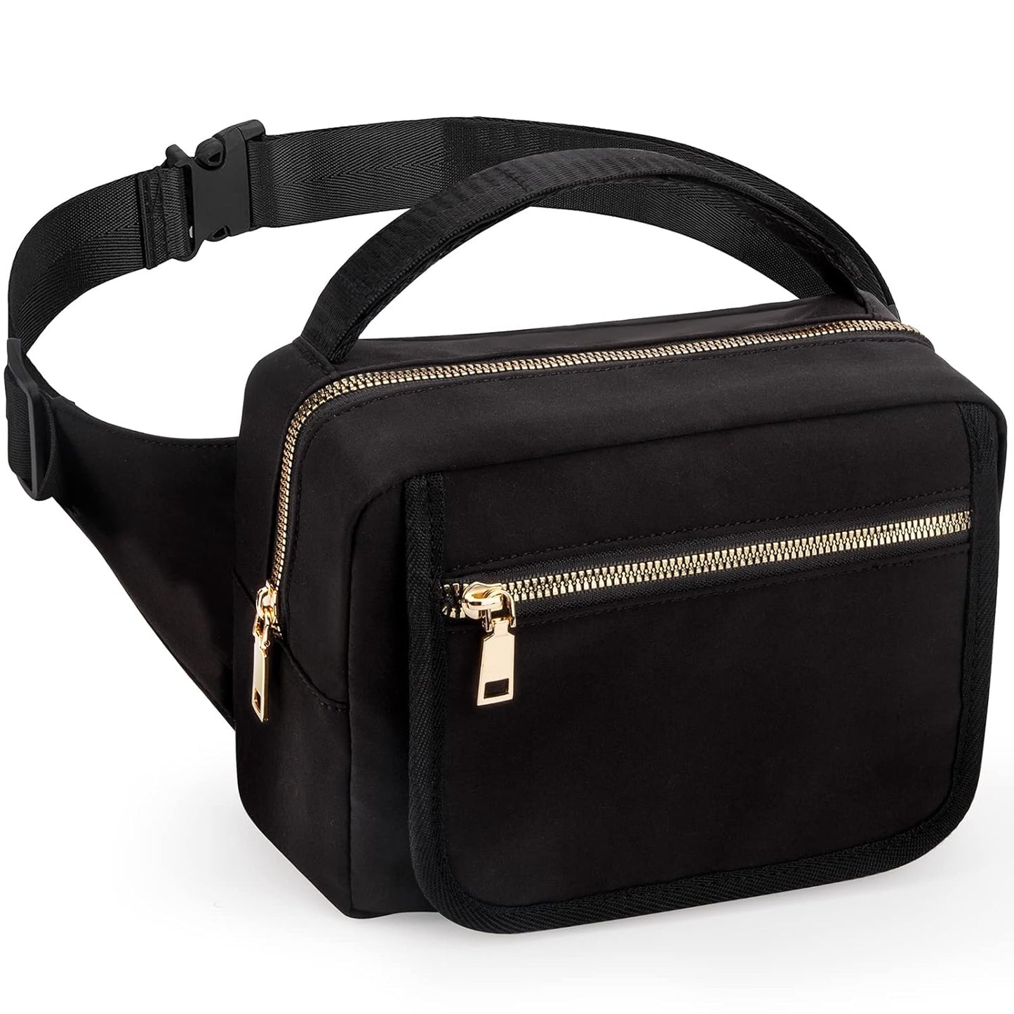 printe Small Diaper Bag with Portable Changing Pad, Crossbody Women Waist Bag with Wipes Pocket for Travel, Stroller Funny Pack, Black