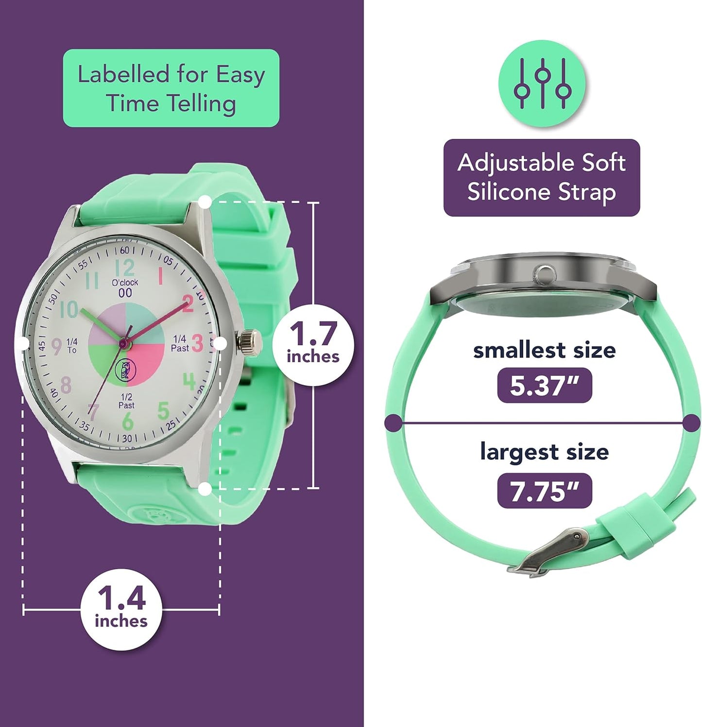 OWLCONIC Analog Kids Watch - Girls & Boys Watches Ages 7-12 - Kids Analog Watch - Telling Time Teaching Tool - Gift Watches for Girls and Boys