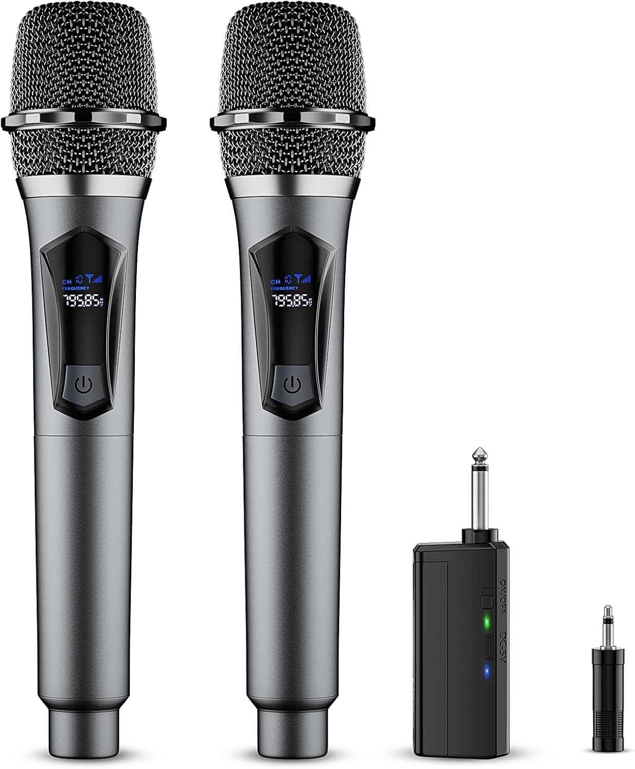 Wireless Microphone,Professional Dual Handheld Cordless Dynamic Mic System with Rechargeable Receiver,Karaoke Microphone Set for Singing, Karaoke, Wedding, DJ, Party, Speech,Church,Class Use,PA System