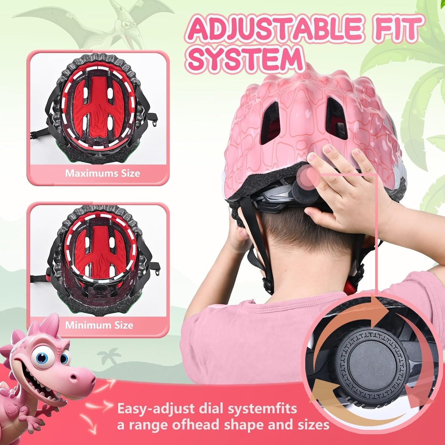 Toddler/Kids Bike Helmet Set for Boys Girls 3D Adjustable Kids Helmet Protective Gear Set Knee Elbow Wrist Pads and Multi-Sports Skateboard Scooter Cycling Roller Balance Bike