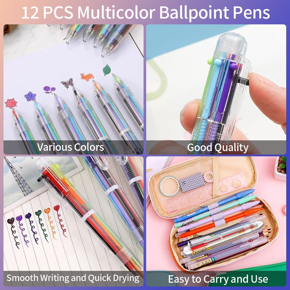 Valentines Classroom Favors 12 PCS Ballpoint Pens for Student Classroom Must Have Colored Pens Ballpoint School Supplies Party Favors Office Supplies Back to School Gifts for Students Son Daughter