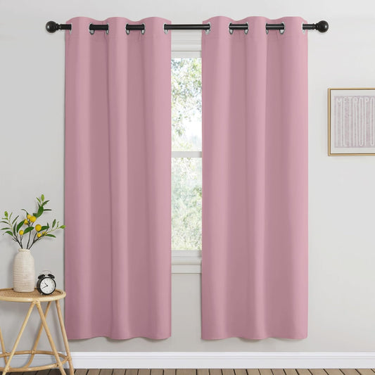 NICETOWN Crystal Pink Blackout Curtains for Living Room, Window Treatment Thermal Insulated Room Darkening Grommet Drapes Sound Dampening for Bedroom, 2 Panels, W37 x L72