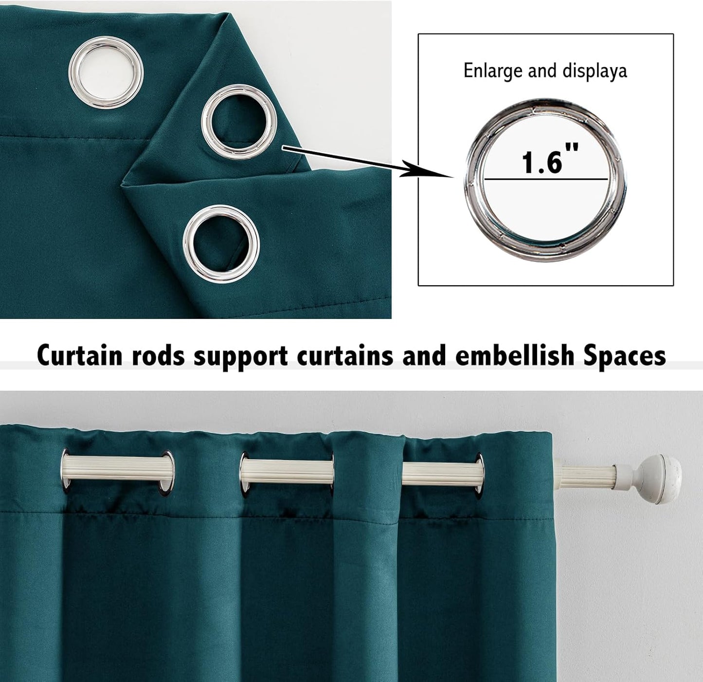 Anytime 100% Blackout Curtain Set, Thermal Insulated & Energy Efficiency Window Draperies for Guest Room, Full Shading Panels for Shift Worker and Light Sleepers（Greyish Blue, 2 Panels, 52W x 108L）
