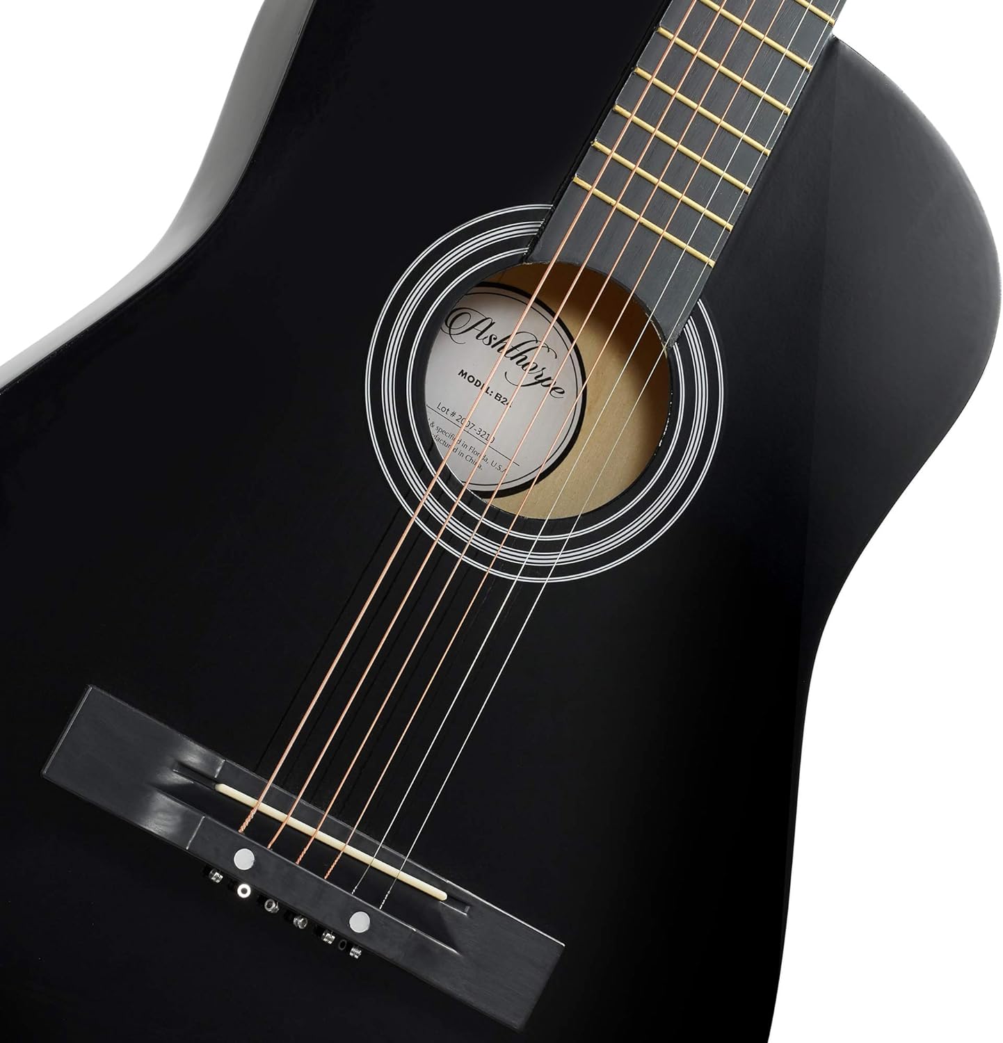 Ashthorpe 38-inch Beginner Acoustic Guitar Package (Black), Basic Starter Kit w/Gig Bag, Strings, Strap, Tuner, Pitch Pipe, Picks