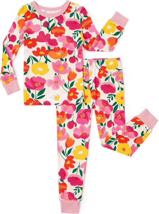 PATPAT Bamboo Viscose Pajama Set for Toddlers with Improved Tensile Strength, Snug Fit Pjs Sleeper for Baby Boys Girls Kids