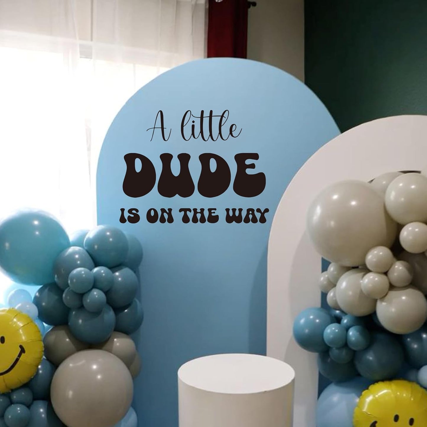 A Little Dude is On The Way Decal - Baby Shower Party Decorations, Gender Reveal Party Supplies, Balloon Arch Background Wall Decor, Party Photo Props Dude Sign Wall Decal (Dude Decal)