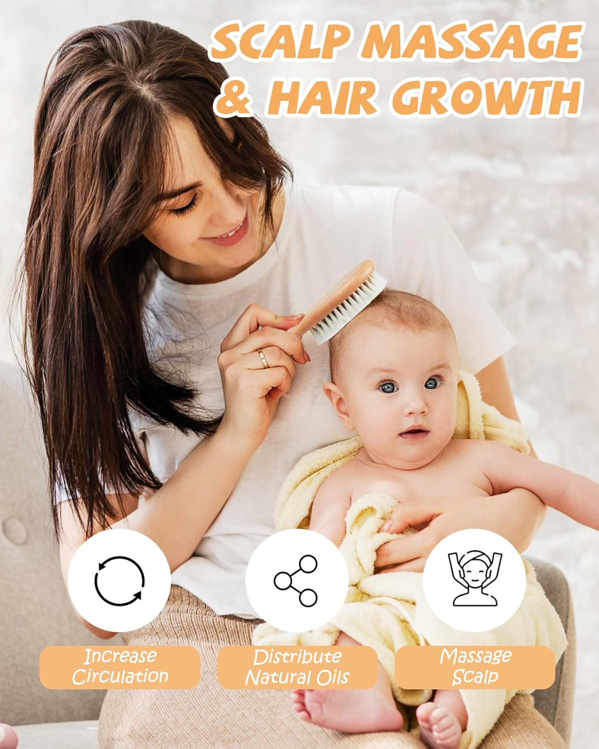 Lictin Baby Hair Brush, Natural Soft Goat Hair Brush, Newborn Cradle Cap Brush for Boys and Girls, Newborn Baby Essentials, Perfect Registry Gift, 1 PCS, Walnut