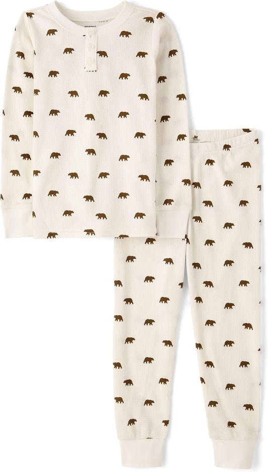 Gymboree Unisex Kid's and Toddler 100% Cotton Henley Long Sleeve Top and Pants,gymmies Pajama Set