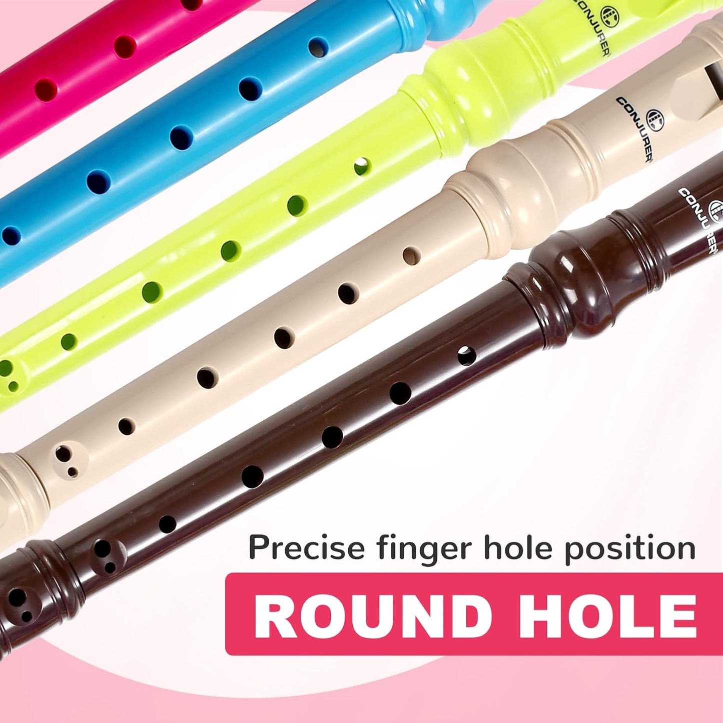 Soprano Recorder Instrument for Beginners Student - German Fingering 8 Hole Flute ABS Descant Recorders 3pcs Removable with Cleaning Rod and Storage Bag, Brown