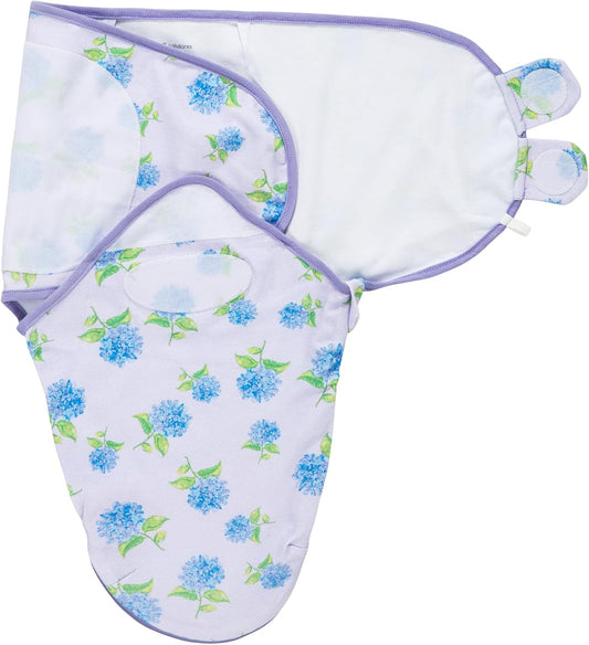 LollyBanks Baby Swaddles 100% Organic Cotton, 0-3 Months Baby Girl Swaddles with Easy Change Zipper, Swaddle Sack for Newborn Girls (Hydrangea Print)