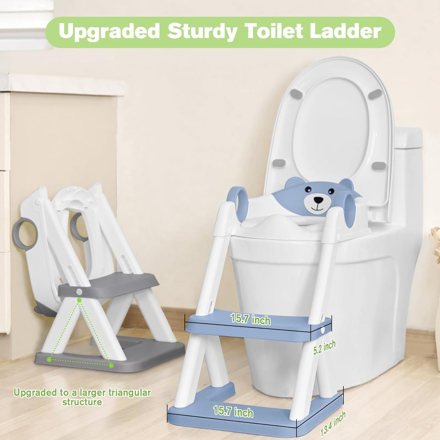 Toilet Seat, Potty Training Seat for Toddler, Upgraded 2-in-1 Potty Toilet Training for Boys and Girls,Waterproof Cushioned Mat with Non-slip Step Stool