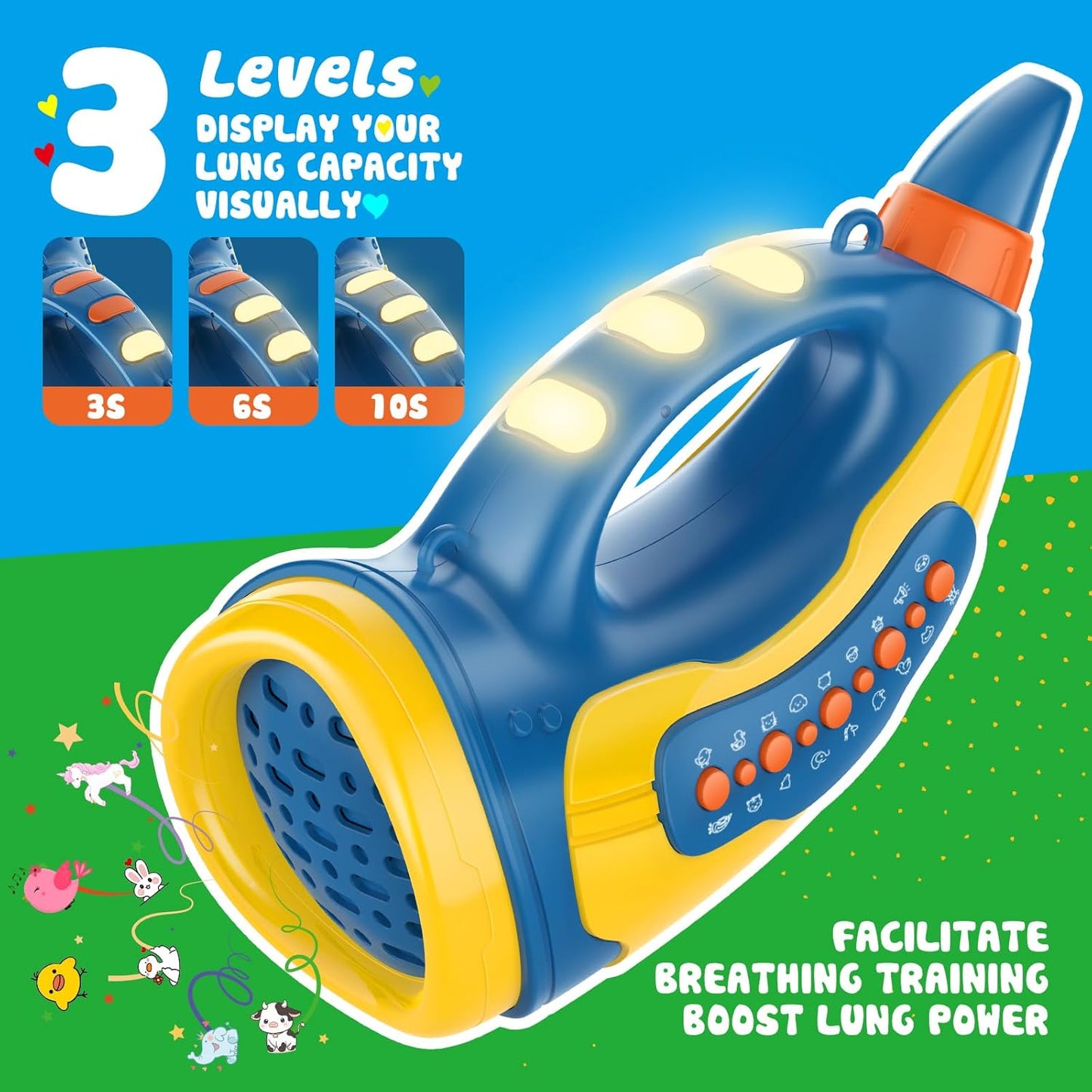Voice Changer Toy for Kids 5-7: Animal Sounds Horn 30 Fun Sound Effects & Lights Voice Changer Device Kids Hunting Toys Nature Exploration Outdoor Toys for Boys Girls Ages 3-8 Olds, Blue