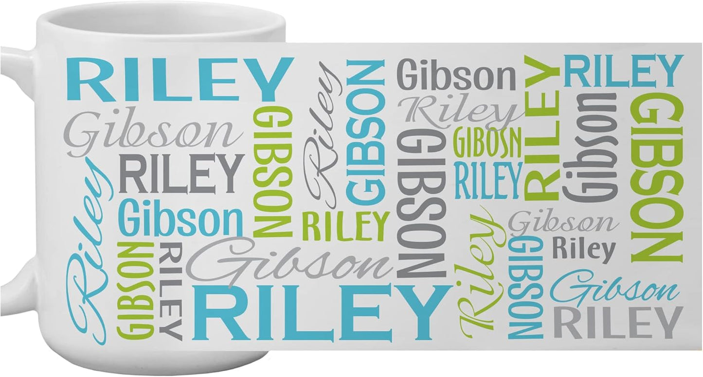 Let's Make Memories Personalized Your Name Signature Mug - Custom 15oz Coffee Mug - Stocking Stuffer - For Christmas - Teal/Green