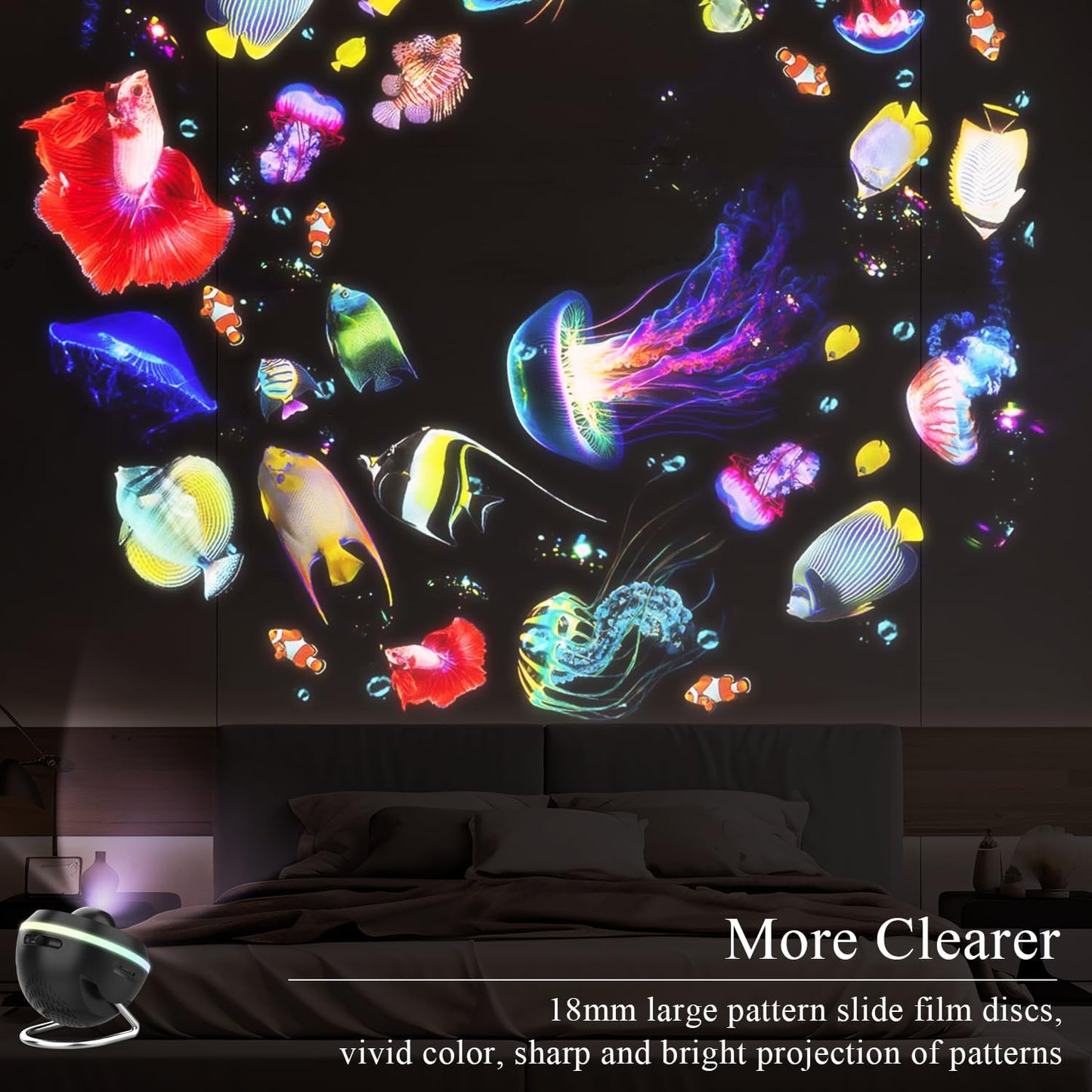 Galaxy Projector, Star Projector with Meteor & 4 Varicolored Lighting Effects, Jellyfish Projector Night Light Space Starry Sky Projector for Bedroom, Ocean Wave Projector for Kids Adults