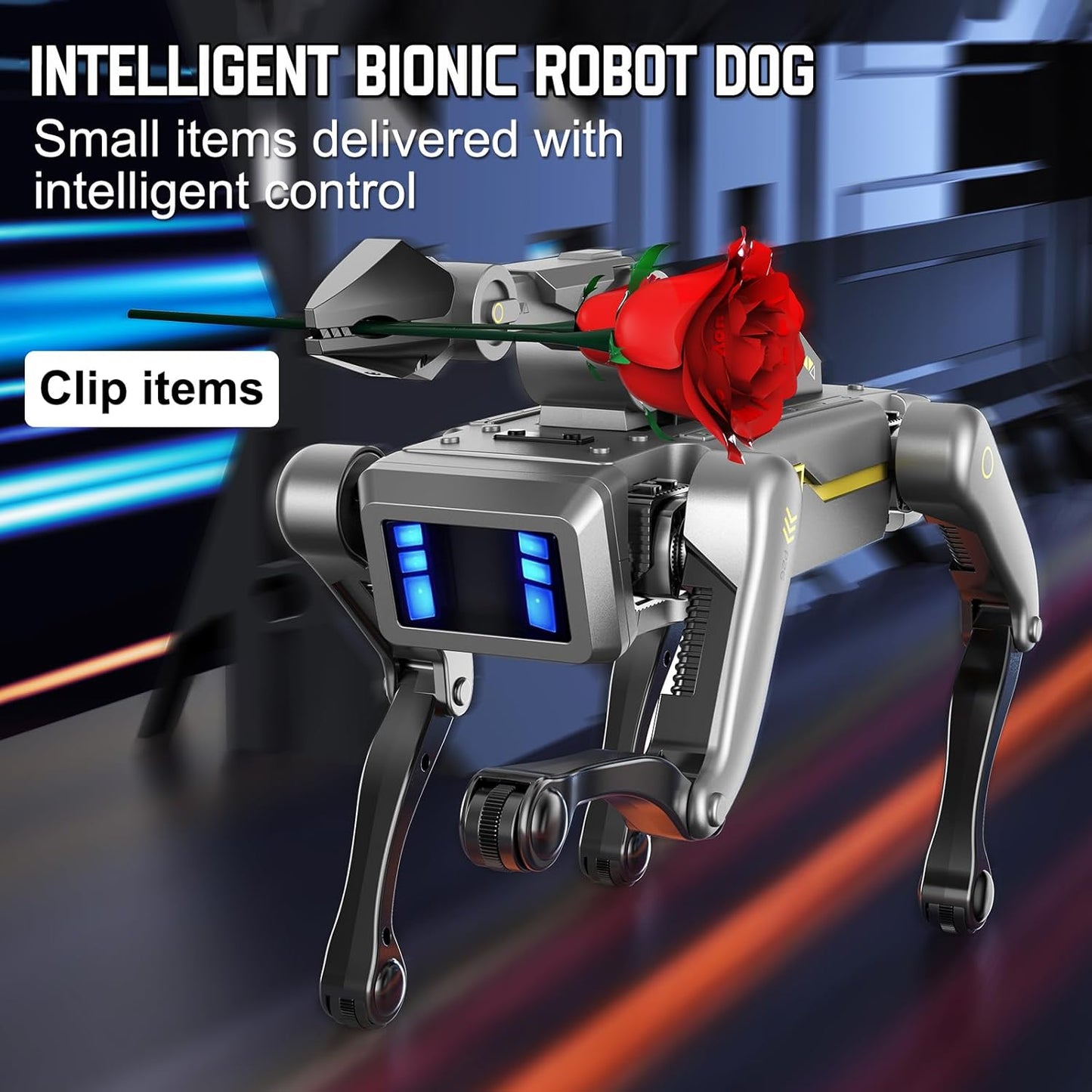 Smart Robot Dog Robotic Puppy Dog with Clamp Arm, 20+ Interactive Voice Commands Actions Programming AI for gripping STEM Pet, Durable ABS Design USB Fast Rechargeable Companion Gift for Kids Adults