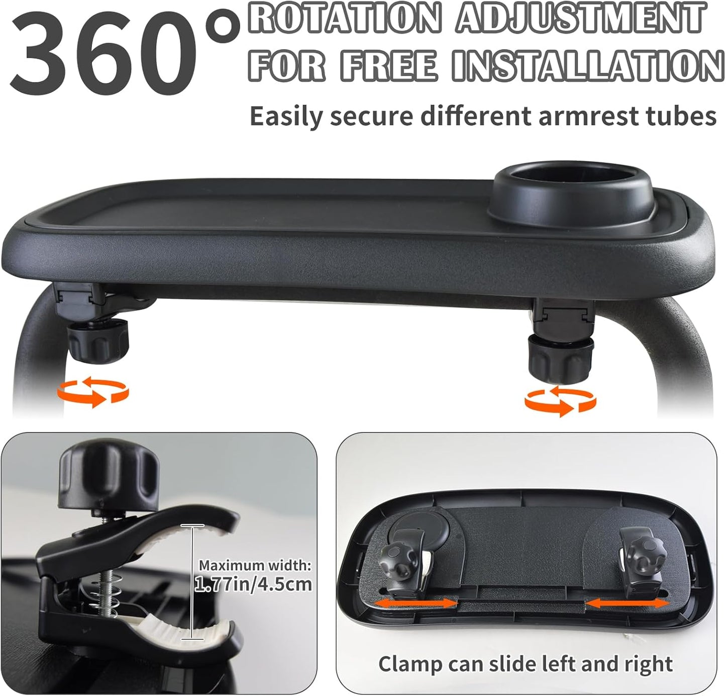 Wanateber Universal Stroller Snack Tray, Double-Layer Removable Stroller Snack Tray Attachment with Strollers Cup Holder, Non-Slip Snacks Holder for Strollers Accessories