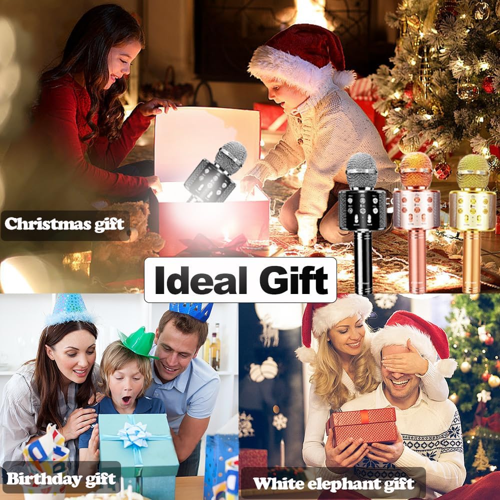 Microphone for Kids, Voice Changing Karaoke Micorphones Boys Girls Gifts for Kids Party Singing Microphone, White Elephant Gift for Adults