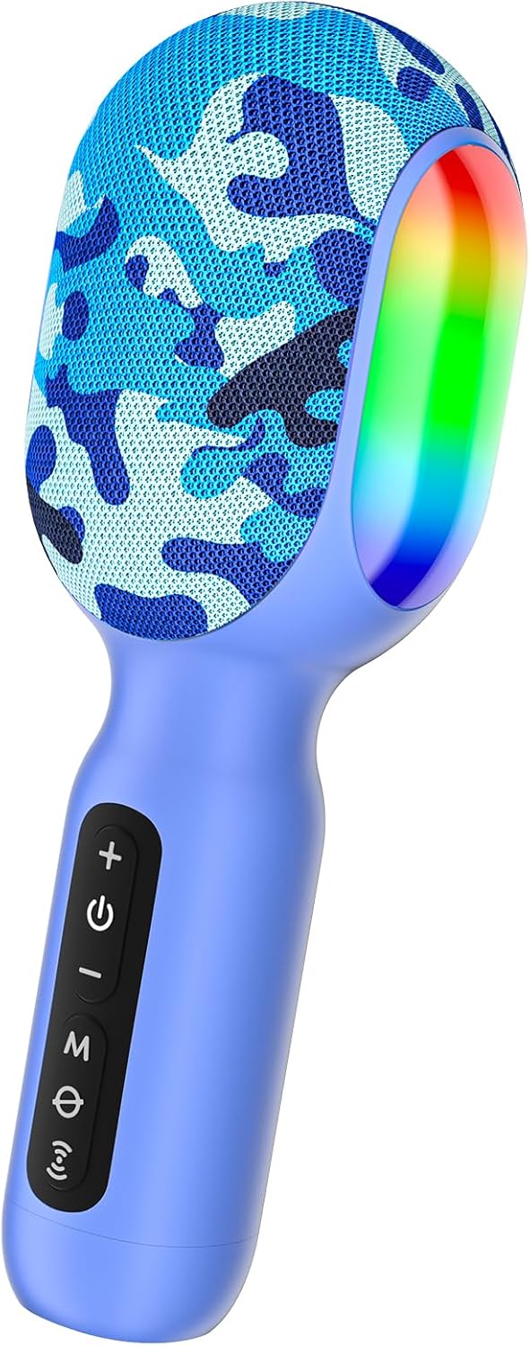 StageSound Karaoke Microphone, Wireless Bluetooth Microphone with Dynamic LED Lights, 5-in-1 Portable Handheld Mic Speaker Machine for Singing Home Party Toys Birthday Gift for Kids Adults Boys Girls